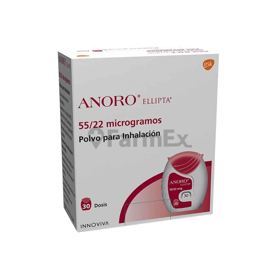 Anoro Ellipta 55 mcg / 22 mcg x 30 dosis "Ley Cenabast" Farmex-Fonasa-Persistente